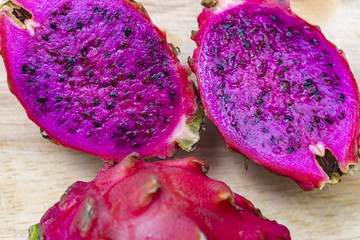 Pink dragonfruit cut macro photo