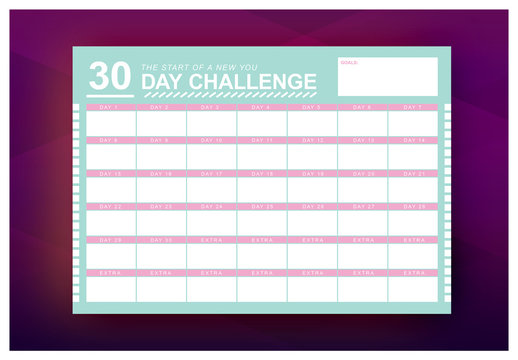 30 Day Challenge Monthly Calendar Layout 1