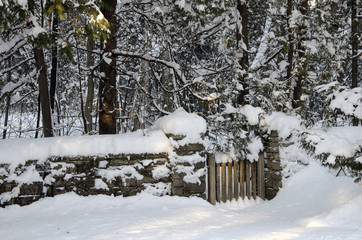 Stone fence and gate