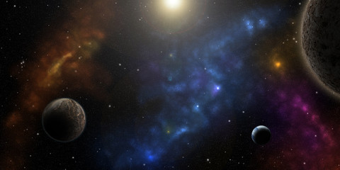 Obraz na płótnie Canvas Stars, planets and nebulas. Sci-fi background