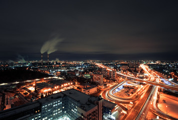 Naklejka premium Night city of Moscow