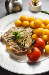 Croquettes with pork served on a plate. 