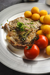 Croquettes with pork served on a plate. 