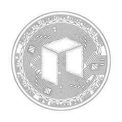 Obraz premium Crypto currency black coin with black neo symbol on obverse isolated on white background. Vector illustration. Use for logos, print products, page and web decor or other design.