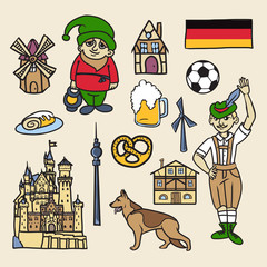 Cartoon elements symbols of Germany