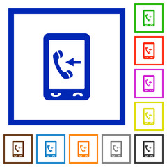 Mobile incoming call flat framed icons