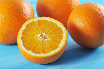 fresh juicy orange, cut in half