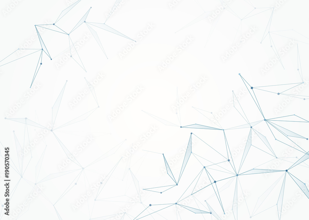 Wall mural network background in blue color with lines and dots for business design