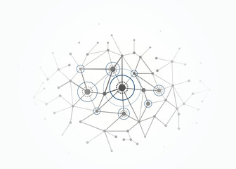 Network concept connections with lines, circles and dots