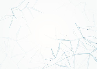 Network background in blue color with lines and dots for business design