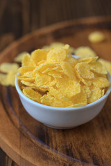 Corn flakes in bowl - cereal breakfast.