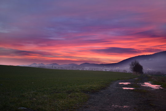 Burning hills of Host&yacute;n