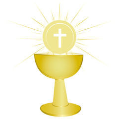 Gold chalice - holy communion symbol.