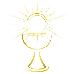 Gold design, first communion symbol for a nice invitation design. - obrazy, fototapety, plakaty