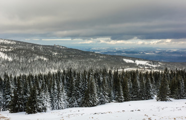 Fototapeta na wymiar Winter landscape in Karkonosze mountain, Sudety, Poland