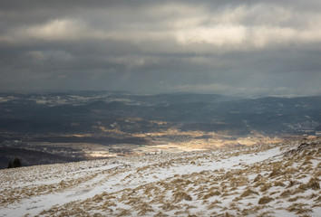 Winter landscape in Karkonosze mountain, Sudety, Poland