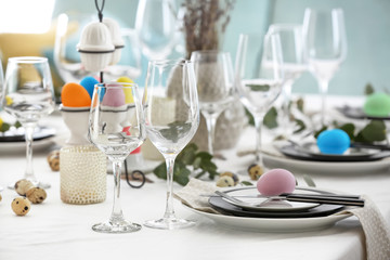 Beautiful festive Easter table setting