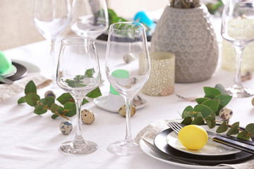 Beautiful festive Easter table setting