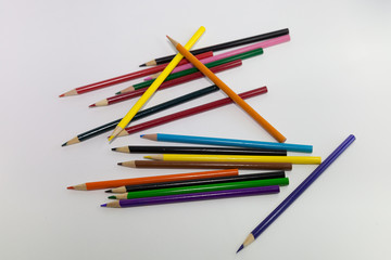 Color pencils scattered 