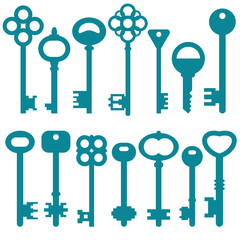 Collection icons Key. Vector flat illustration.
