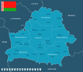 Fototapeta na wymiar Belarus - map and flag - Detailed Vector Illustration