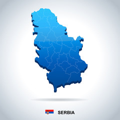 Serbia - map and flag - Detailed Vector Illustration