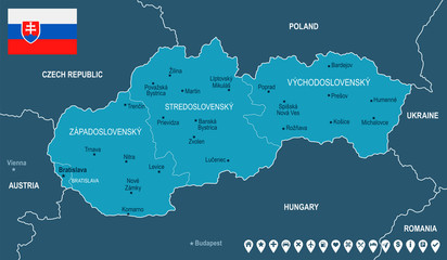 Slovakia - map and flag - Detailed Vector Illustration