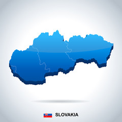 Obraz premium Slovakia - map and flag - Detailed Vector Illustration