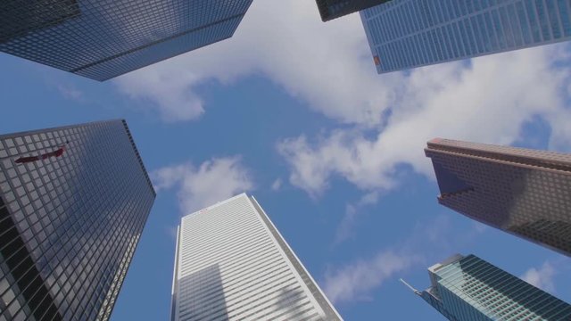 Looking Up Time Lapse View of Buildings in Toronto Financial District