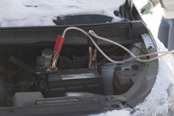 The car did not start because of the cold temperature. The terminals are connected to the battery.