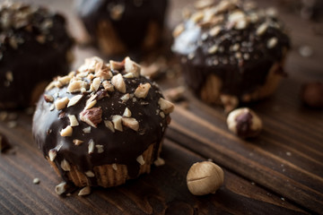 chocolate muffins with hazelnuts