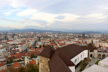 Fototapeta premium View of Ljubljana, Slovenia from The Ljubljana Castle. 