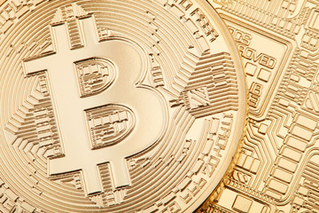 Golden Bitcoin texture background