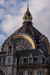 Naklejka premium Dome of central railway station in Antwerp (Antwerpen Centraal). Antwerp, Belgium