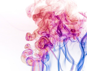 Colored smoke on white background