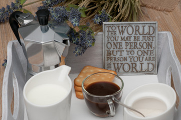 A festive breakfast of coffee in bed