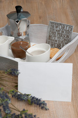 A festive breakfast of coffee in bed