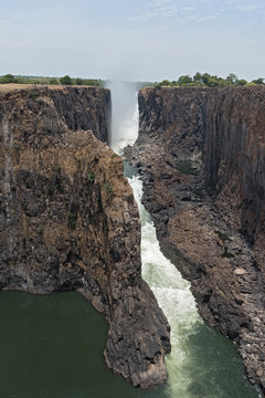 Victoria falls with very little water flow, Zambia