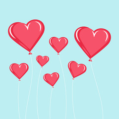 Fototapeta na wymiar Red balloons in the form of heart