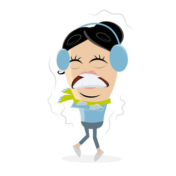 funny clipart of a freezing woman