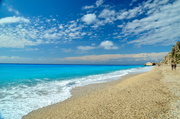 Obraz premium lefkada island greece beach background