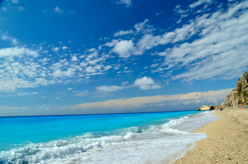 lefkada island greece beach background