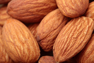 Almond. Almonds macro. Almonds background. Almond nuts.Almond nuts texture closeup.Selective focus