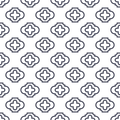 Quatrefoil seamless line vector pattern. Geometric repeating background.