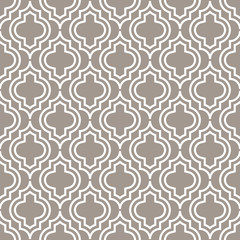 Obraz premium Grey line qatrefoil seamless vector pattern. Geometric repeating background.