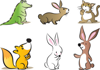 animals cartoon set