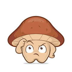 Clipart picture of a mushroom cartoon character thinking