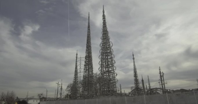 Watts Towers - Tracking The Towers From Right To Left Wide