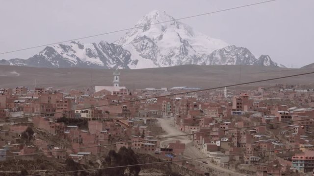 Panoramic view of traffic road and buildings in El alto, Bolivia