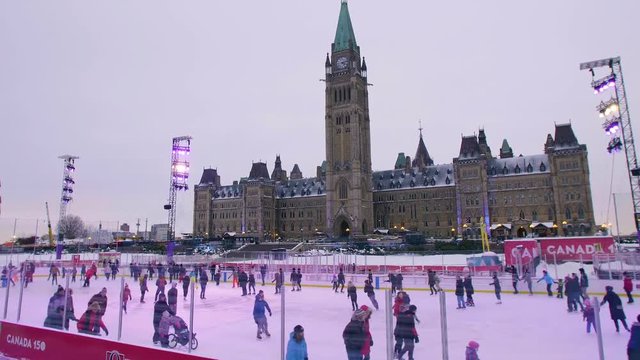 Time Lapse of Skaters on Parliament of Canada Skating Rink